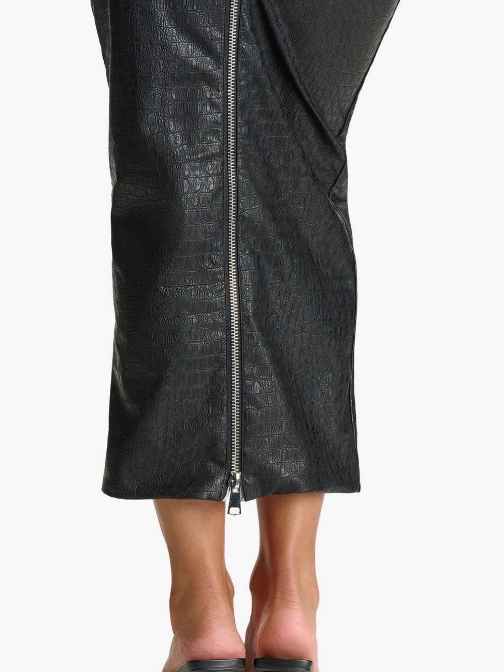 naked wardrobe Black Croc-Embossed Midi Pencil Skirt - Picture 9 of 9